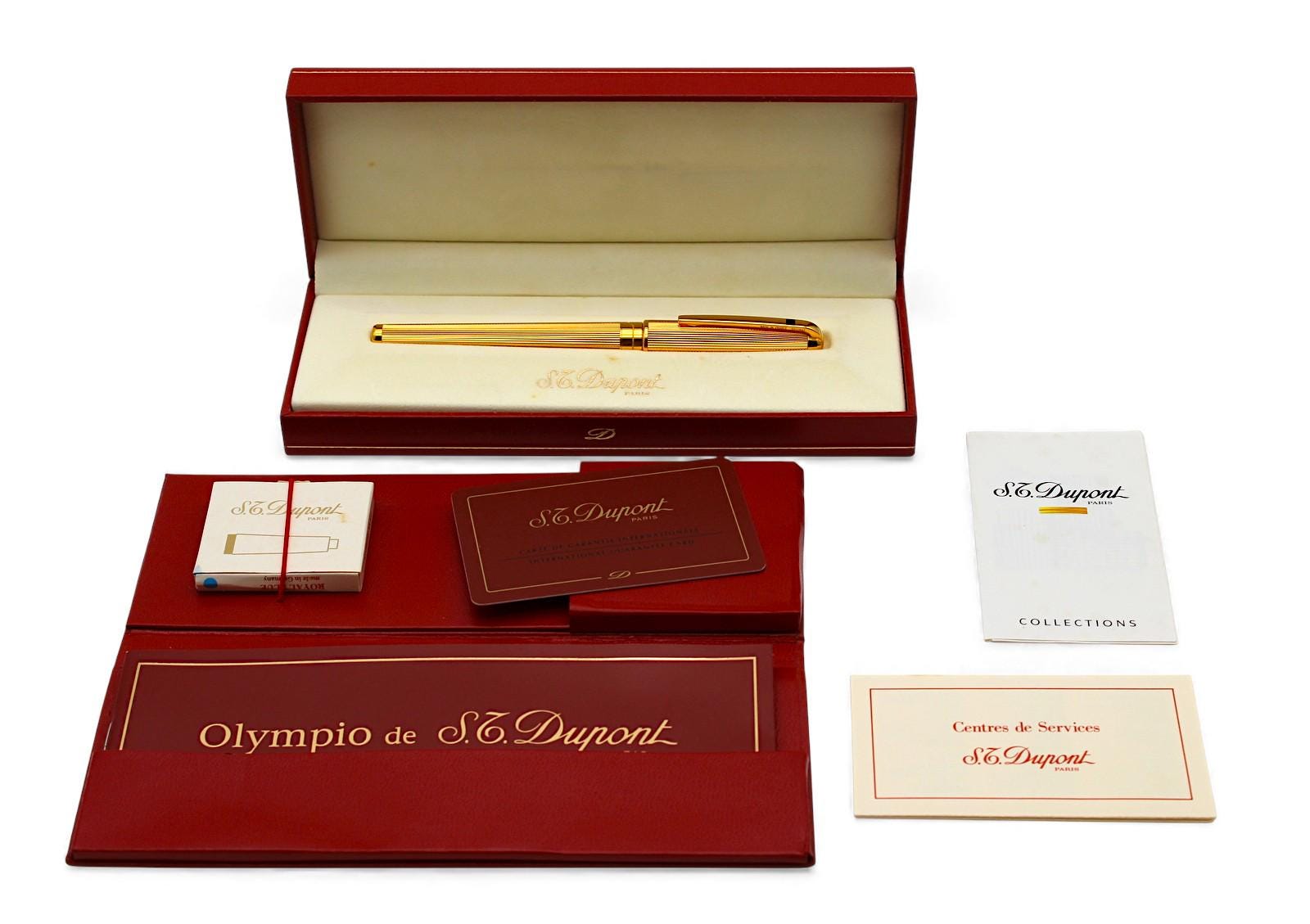 Stylo Plume S.T. Dupont Olympio Drill Vert - Plume Or 18 Carats Taille M, Occasion