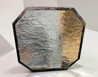 Silver-plated octagonal tray in ice-effect lucite by Ulderico Cavinato, 1980s