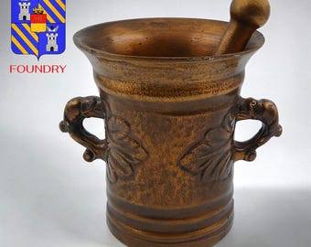 Gieterij van de familie Alberghetti - Vijzel en stamper van acaciabladeren, Orde van Apothekers, Florence - Messing - Eind 19e eeuw