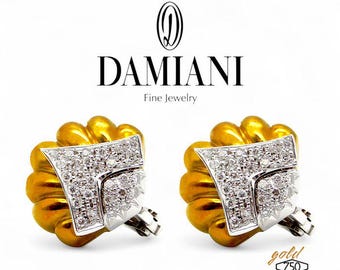 Damiani oorbellen mod. 18k geelgouden "Hart" schelp met diamant pavé