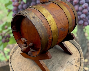 Miniatuur wijnvat voor op tafel - Eikenhout op standaard, jaren 1950 - Hout