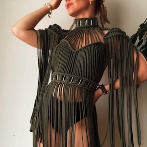 Festival boho dress, dress for photoshoot, greek goddess dress, wedding boho beach dress, fairy dress, fringe dress, macrame bohemian dress