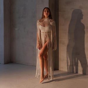 Fairy greek goddess dress for wedding or photoshoot: maxi white dress, wedding dress boho, wedding bohemian gown, sheer dress, macrame dress