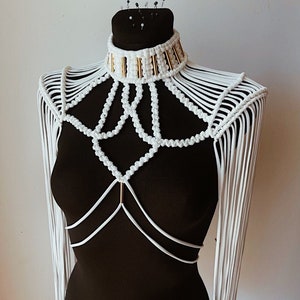 macrame fringe epaulettes for festival or photoshoot, fringe top, shoulder jewellery, rave outfit, crop top, festival outfit, festival top