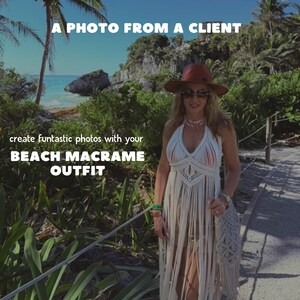Beach boho cotton macrame dress with adjusted size, greek goddess dress for photoshoot, sheer dress, swimsuit coverup image 5