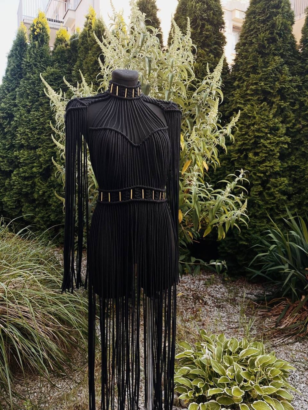 Black Macrame Party Dress, Greek Goddess Dress, Beach Black Cover Up ...