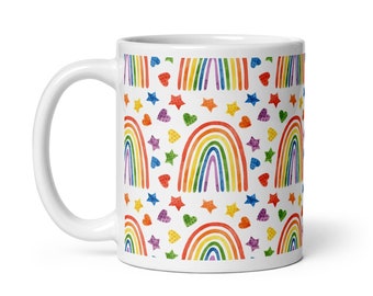 Taza de café arcoíris del orgullo: regalo LGBTQ, cerámica de 325 ml