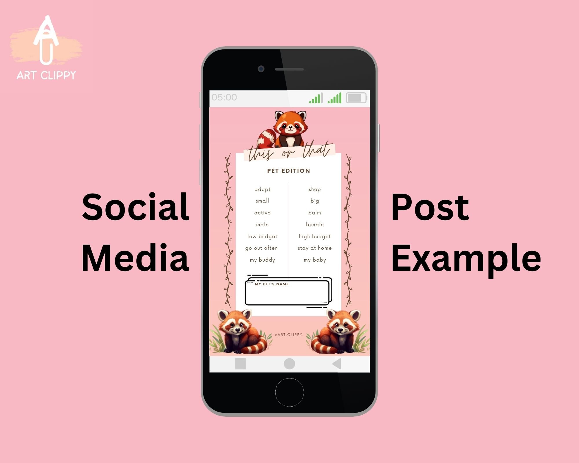 Cute Red Panda PNG Clipart Bundle - Etsy