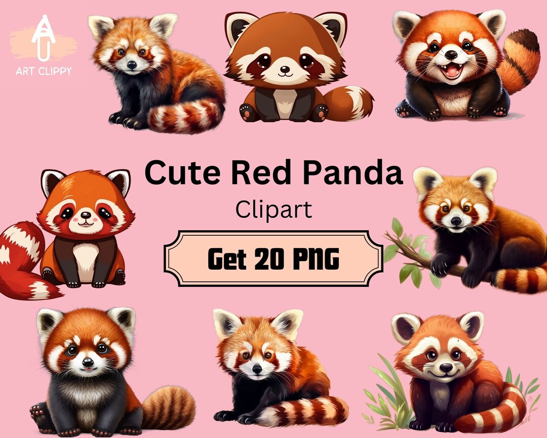 Cute Red Panda PNG Clipart Bundle - Etsy