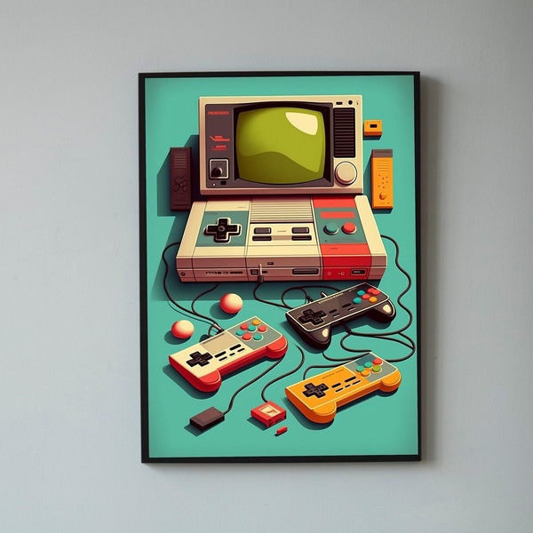 Vintage Gaming: Arte digital / Póster de juegos / Arte vintage / Arte de juegos / Arte de pared de juegos / Póster retro / Póster de juegos retro