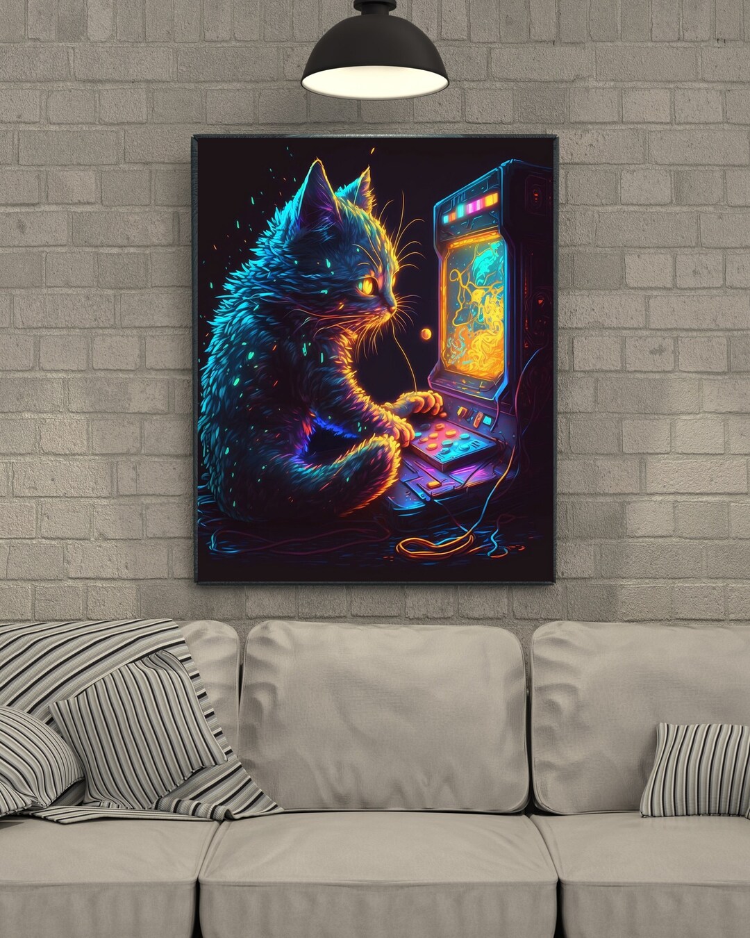 Feline Fun: Retro Cat Arcade Gaming on a Premium Poster Print | Gaming ...