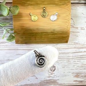 Round brass charm, brass pendant for macrame in four colors