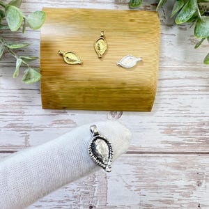 Brass charm in drop shape, brass pendant for macrame in four colors