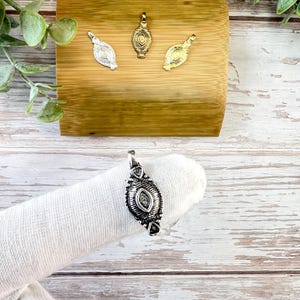 Brass charm in drop shape, brass pendant for macrame in four colors