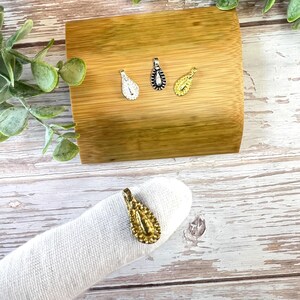 Brass charm drop-shaped, brass pendant for macrame in four colors