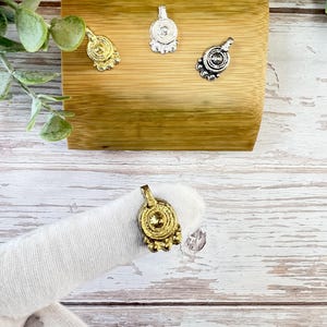 Brass charm, brass pendant for macrame in four colors