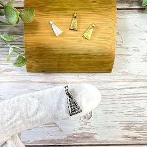 Brass charm, brass pendant for macrame in four colors