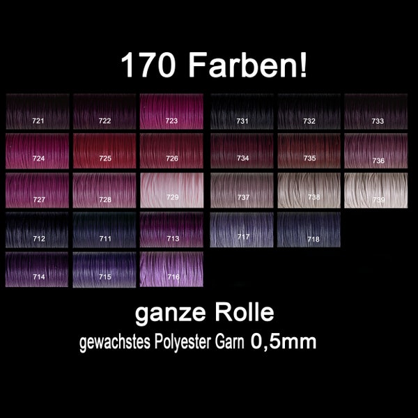 170 Farben! Gewachste runde Polyesterfäden für Mikro Makramee 0,5mm