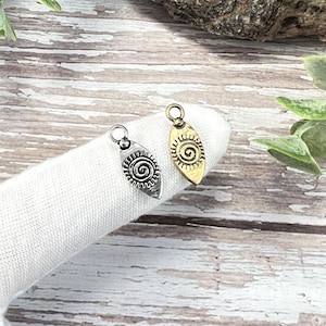 Drop-shaped brass charm, brass pendant for macrame