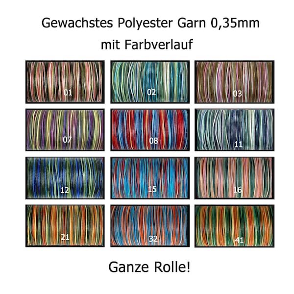 Fils polyester cirés dégradé de couleurs pour micro macramé 0,35 mm