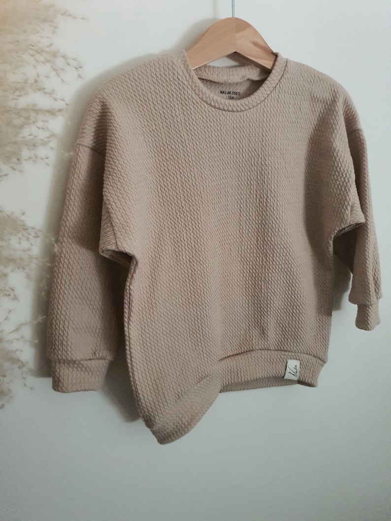 Oversized Sweater aus French Terry oder Frotteejersey verschiedene Farben beige Minizopfjersey