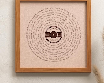 Personalized Song Lyrics, Handmade Leather Wedding Song Lyric Art, Anniversary Gift for Him Her, Christmas Gifts for Boyfriend Girlfriend