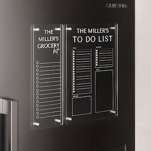 Lista de tarefas personalizada - Placa de acrílico transparente - Lista de compras - Planejador de lista de tarefas para geladeira - Planejador magnético para geladeira - Lista de tarefas minimalista