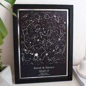 Stampa personalizzata della mappa stellare - Regalo di anniversario della notte in cui ci siamo incontrati - Stampa del cielo notturno - Poster della mappa stellare - Regalo di fidanzamento e matrimonio - Stampa personalizzata per coppia