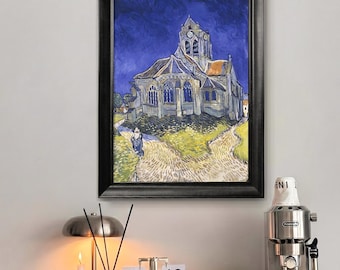The Church at Auvers (June 1890) by Vincent van Gogh, Museum Wall Art Print, Post Impressionist Church Decor