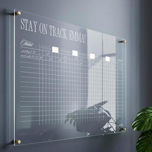 Custom Dry Erase Family Planner, Acrylic Monthly Calendar for Wall, Large Huge Clear or White Calendar Personalized Whiteboard Office Decor