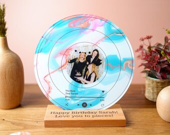 Gepersonaliseerde vinylplaat met foto - verjaardagscadeau voor haar hem - Valentijnsdagcadeau - acrylnummerplaat - jubileumcadeau voor vrienden