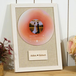 Personalized Vinyl Record with Photo - Framed Acrylic Song Plaque - Anniversary Gift for Friends - Birthday Gift Her Him - Christmas Gifts