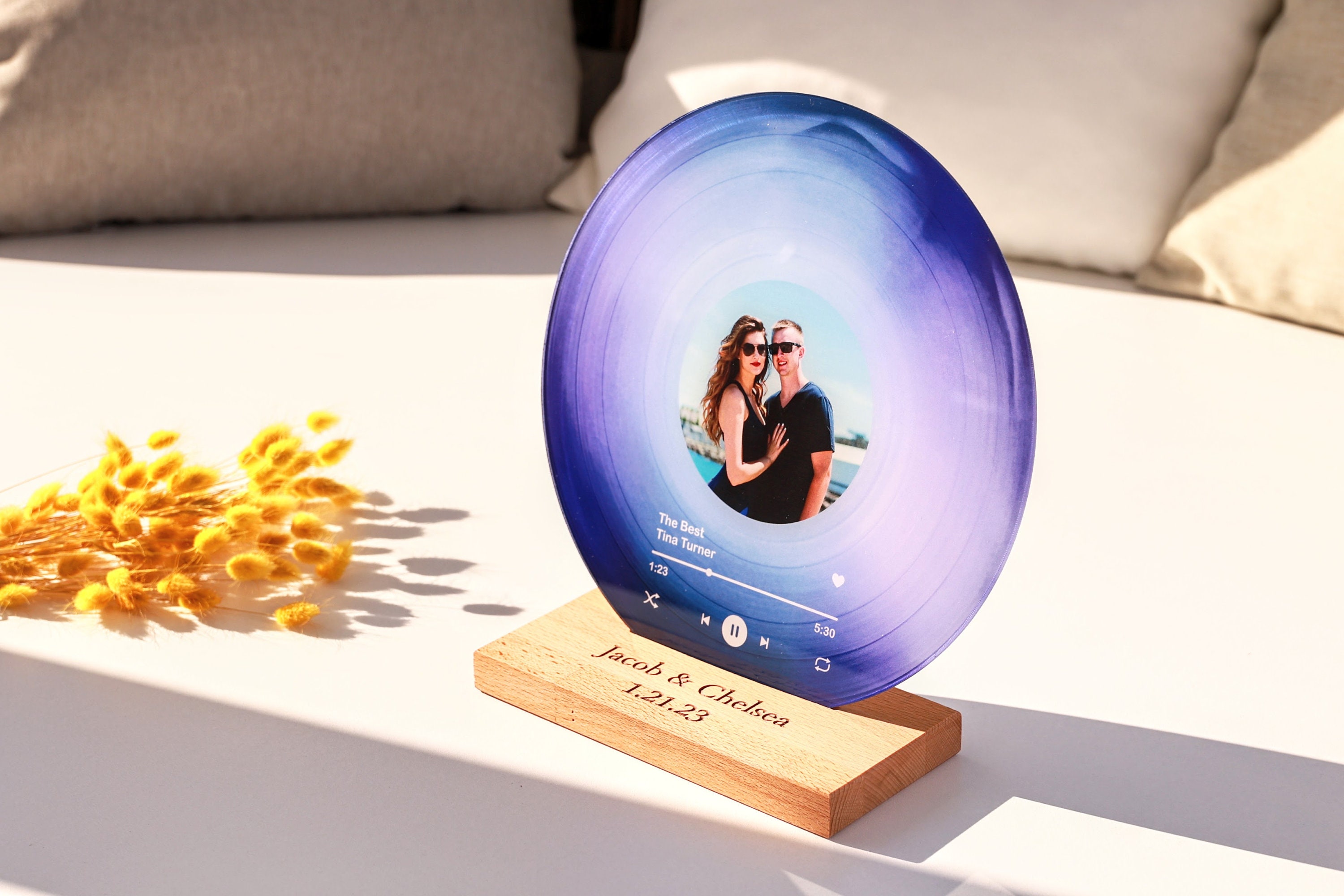 Personalized Vinyl Record with Photo - Birthday Gift for Her Him - Valentines Day Gift - Acrylic Song Plaque - Anniversary Gift for Friends