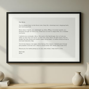 Carta personalizada impressa para a mãe, presente emoldurado e sincero para a mãe, presente personalizado para a mãe, presente para a mãe dos filhos - presente de Natal para a mãe e a avó