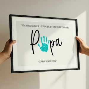 Custom Handprint Wall Art for Papa – Father’s Day Gift from Daughter Son – Personalizable Framed Print for Papa - Papa Birthday Gifts Ideas