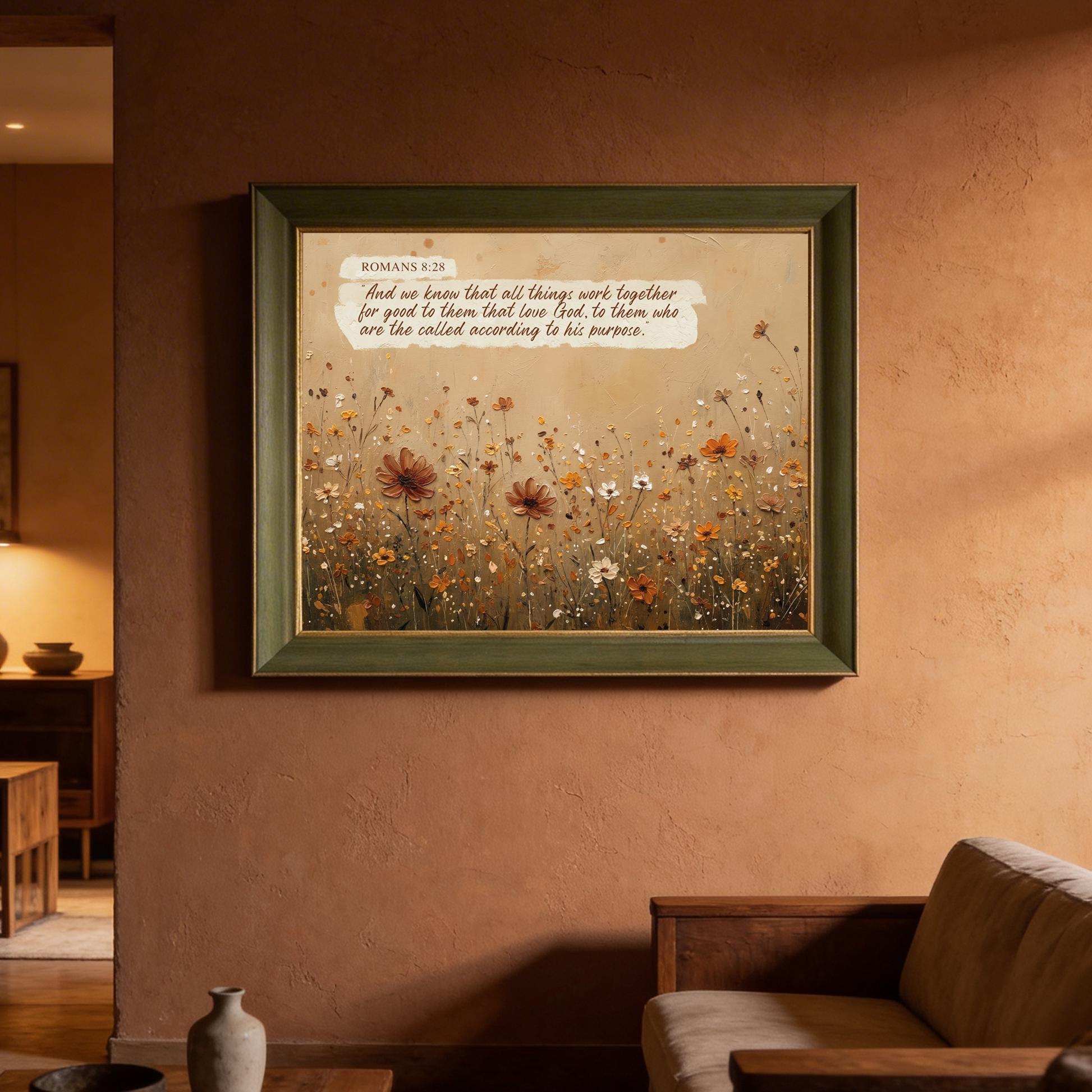 Wildflower Field Bible Verse Wall Art, Christian Framed Scripture Print ...