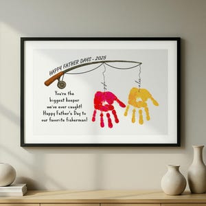Personalized Dad Gift – Unique Dad Print Keepsake - Fishing Handprint Print – Funny Father’s Day Gift for Dad or Grandpa – DIY Art from Kids