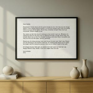 Carta personalizada para papá en tela con marco de madera: regalo para el Día del Padre, boda, cumpleaños o Navidad para papá, de hija o hijo. Regalo para papá.