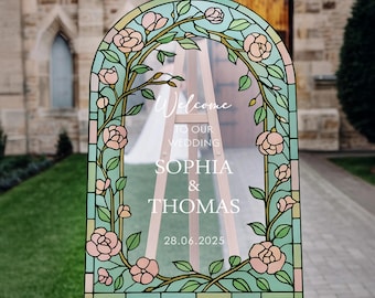 Personalized Wedding Sign Acrylic Welcome Board – Custom Names and Date for Engagement, Ceremony or Bridal Entrance Decor - Wedding Sign