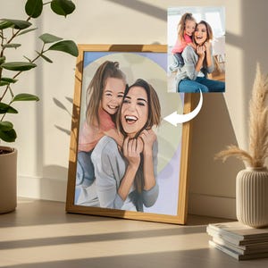 Ritratto personalizzato di madre e figlia da foto - Stampato su carta come regalo per la festa della mamma, compleanno o ricordo sentimentale - Regalo dalla figlia