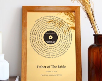 Custom Song Lyrics Wall Art - Wedding Gift for Dad - Father of The Bride Gift - Fathers Day Gift from Daughter - First Dance Lyrics Frame