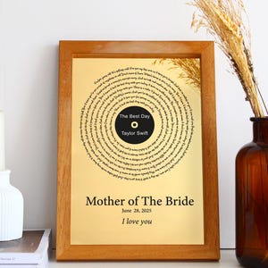 Personalized Foil Song Lyrics Print - Wedding Gift for Mom - Custom Mother of the Bride Keepsake - Mothers Day Gift from Daughter Son Kids