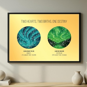 Two Date Star Map Gift for Couple, Custom Constellation Poster, Personalized Anniversary Gift, Gold Foil Map Custom Print, Birthday Star Map