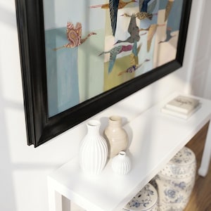 Skurrile Vögel Kunstdruck: Bunte Kranich Illustration, Folkloristisches Dekor, Strandhaus Wandkunst, Küsten Dekor Bild 5