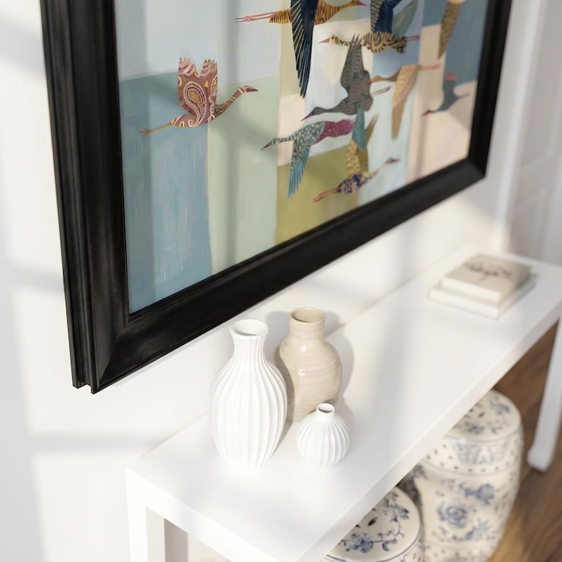 Skurrile Vögel Kunstdruck: Bunte Kranich Illustration, Folkloristisches Dekor, Strandhaus Wandkunst, Küsten Dekor Bild 5