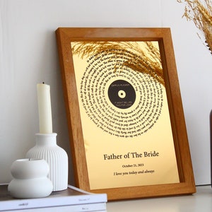 Custom Foil Metallic Song Lyrics Art - Father of the Bride Gift - Frame for Dad - Father Daughter Dance - Wedding Song Lyrics - Fathers Day