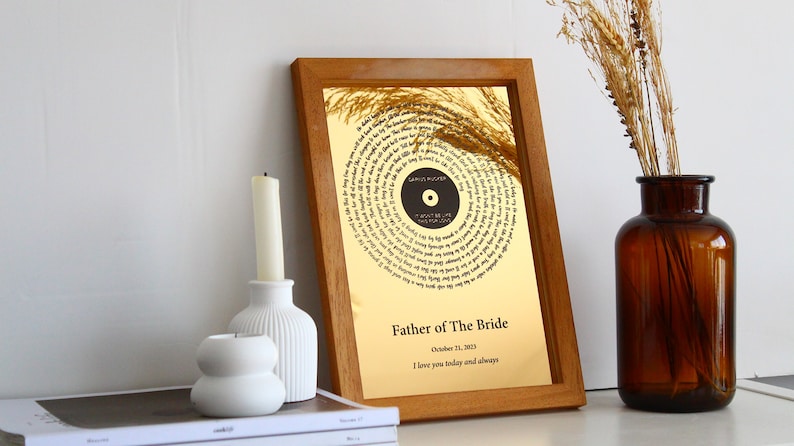 Custom Foil Metallic Song Lyrics Art - Father of the Bride Gift - Frame for Dad - Father Daughter Dance - Wedding Song Lyrics - Fathers Day