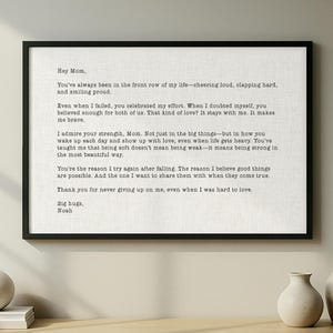 Carta personalizada para mamá, regalo enmarcado y sincero para mamá, regalo personalizado para mamá, regalo para mamá de los niños, regalo de Navidad para mamá abuela