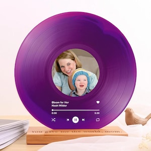 Mother’s Day Acrylic Vinyl Record with Song and Picture, Personalized Gift for Mom from Daughter or Son, Custom Music Photo Art, Mommy Gifts