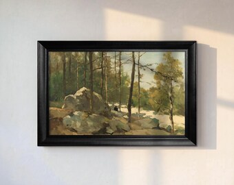 Forest Landscape Wall Art, Johan Hendrik Weissenbruch Print, Vintage Barbizon Print, Rustic Canvas Decor, Wooded View Near Barbizon Canvas